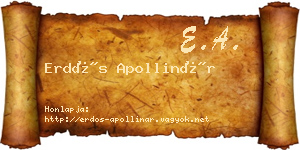 Erdős Apollinár névjegykártya